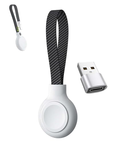 Portable Magnetic Charger for Samsung Galaxy Watch | Keychain Travel Charger USB-C/USB-A 2-in-1 | Fast Charging for Galaxy Watch Ultra/7/6/6 Classic/5/5 Pro/4/4 Classic/3/Active 2/1 Models (Black)