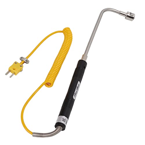 Sonda de temperatura Sensor De Temperatura De Acero Con Sonda De Termopar De Superficie De Termopar Tipo K Con Mango Aislado Para Pruebas De Temperatura(Termopar de superficie de vástago curvo)