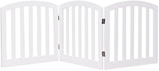GYMAX Foldable Pet Fence, Freestanding Dog Gate with Wooden Frame and Metal Hinges, Safety Indoor Barrier for Kitchen, Doorway and Stairs