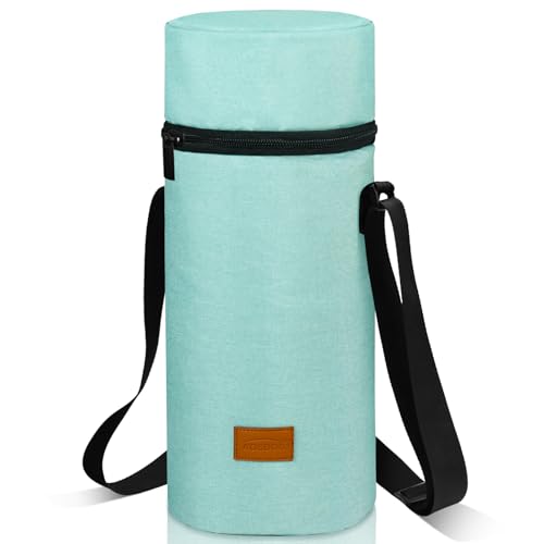 Aosbos Sac à Vin pour 1,5 litres Bouteille d’Eau Sac Isotherme Réutilisable avec Bandoulière pour Transport de Champagne Boisson Gazeuse Bière, Vert Menthe