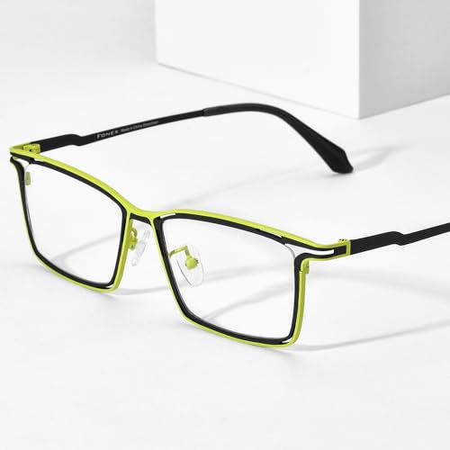 Image of FONEX Pure Titanium Glasses Frame Men Square Magnet Clip On Eyeglasses with Polarized Lens