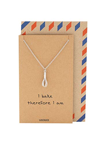 Quan Jewelry Whisk Fashion Baking Necklace, Gifts for Mom, Small Kitchen Appliances, Chef, Cook and Baker Pendant, with Funny Quote Greeting Card