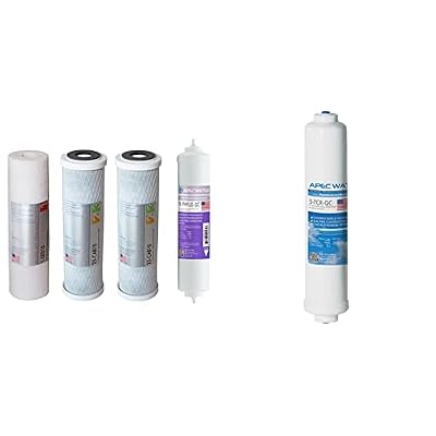 APEC 90 GPD Replacement Filter Set for ULTIMATE Series Alkaline Reverse Osmosis Water System (FILTER-SET-PH) and APEC 5-TCR-QC US MADE 10" Inline Carbon Filter