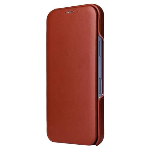 Étui à rabat pour iPhone 17 Air en cuir véritable marron