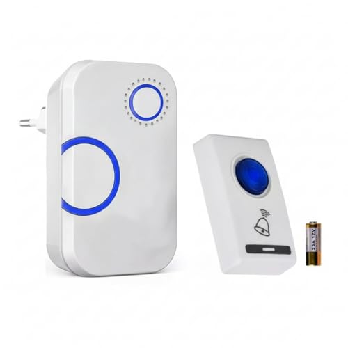 Campainha Sem Fio Digital a Pilha – Instala Sem Furar Parede, Sem Eletricista, Alcance 50m, Bivolt 110v/220v, Botão Fixo, Compacta e Discreta