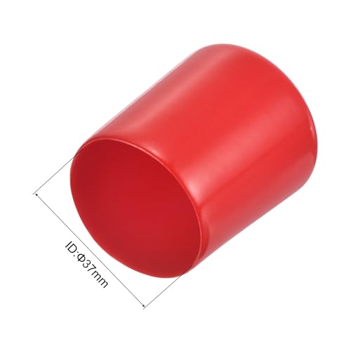 Image of uxcell 4pcs Rubber End Caps 1 7 /16 inch(37mm) ID Vinyl Round End Cap Cover Screw Thread Protectors Red, 30mm Height