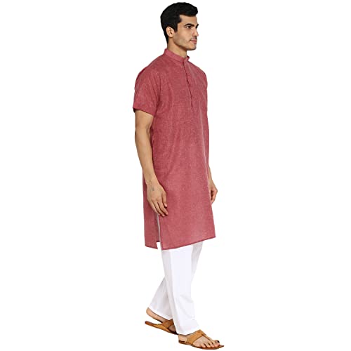 Image of Royal Kurta Mens Linen Half Sleeved Long Ethnic Kurta