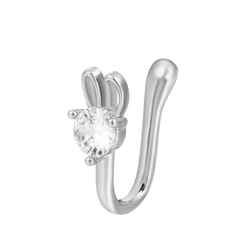 Image of RUVEE Nose & Ear Clip Titanium Plated Pin Non Pierced Just Press for Women & Girls Septum Ring