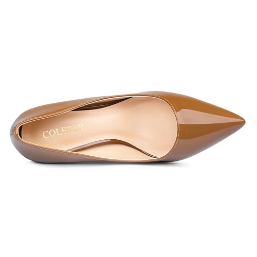 Image of COLETER Women's 4 Inch Pumps Pointy Toe Wedding Dress Shoes Slip on Stiletto Pumps