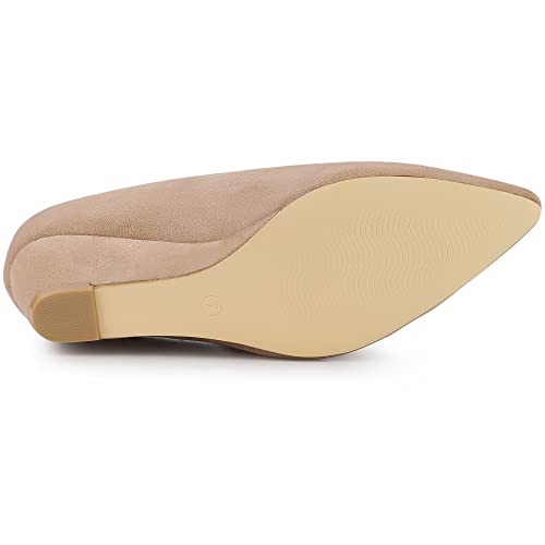 Allegra K Allegra K Women's Pointy Toe Slip on Wedges Heels Khaki Pumps 8 m US