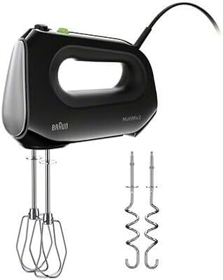 Braun Multimix 2 Hand Mixer Black - beaters, dough hooks, accessory bag
