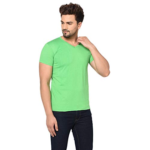 Image of Men's Cotton Blend Half Sleeve V Neck Tshirt