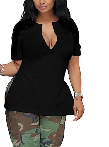 Remidoo Women's Side Slit Shirt Asymmetrical Tops Short Sleeve Tie Dye T Shirt Tees2