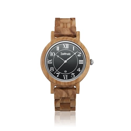 Zeitholz Reloj de Madera para Mujer, Reloj analógico Wolkenstein 36mm, Fabricado en Madera de Nogal con Movimiento de Cuarzo Japonés y Calendario mensual (Olivo) Zeitholz Reloj de Madera para Mujer, Reloj analógico Wolkenstein 36mm, Fabricado en Madera de Nogal con Movimiento de Cuarzo Japonés y Calendario mensual (Olivo)