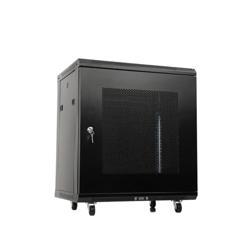 Image of ECUTEE 12U Network Server Cabinet Data Server Rack Cabinet for 19 IT Servers (The Depth not Exceed 450 mm) for Home Office Server Room Computer, w 4 Detachable Wheels, Size 600×450×650mm