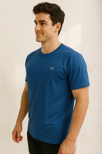 Image of Force NXT Men's Premium Microfiber Fabric Solid T-Shirt | Round Neck Half-Sleeves T-Shirt for Men | Sweat Wicking with Label Free for Daily Uses