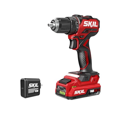 Image of SKIL PWR CORE 20 Brushless 20V 1 /2-Inch Compact Drill Driver Kit, Includes 2.0Ah USB-C Battery and 45W USB-C PD Charger - DL6293B-1C