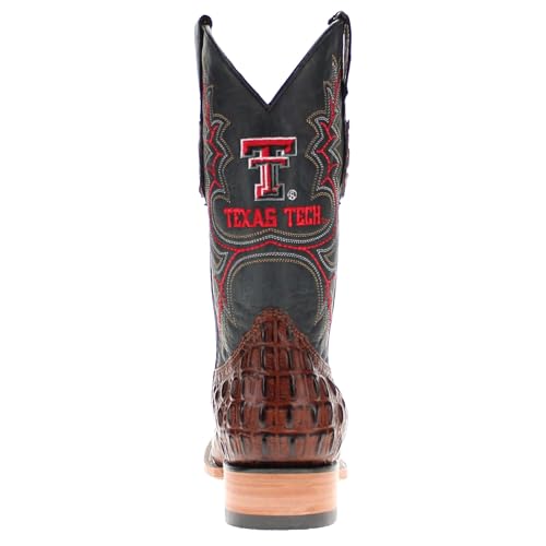 Image of Vaccari Men's Jackson Genuine Hornback Alligator Print Leather & NCAA League Embroidery Broad Square Toe Cowboy Boots