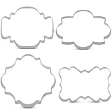 LILIAO Fancy Plaque Cookie Cutter Set Frame Sandwich Fondant Biscuit Cutters - 4 Piece - Stainless...