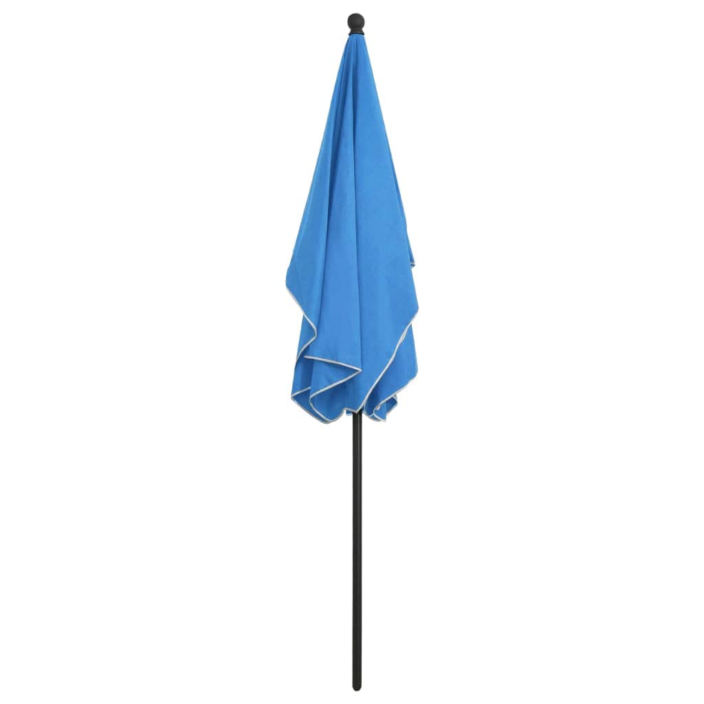 Sombrilla rectangular 210 x 140 cm, sombrilla para balcón plegable con mástil de acero, sombrilla estable para terraza y jardín, sombrilla de jardín regulable en altura con 4 costillas, azul