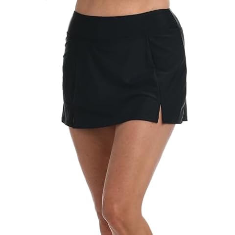 Maxine of Hollywood Women's Standard Side Slit Swim Skirt Swimsuit, Black, 12 Cover