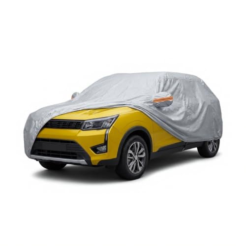 Image of myTVS 100% Waterproof Car Body Cover for Mahindra XUV 3XO - Custom-Fit, Double-Layer, UV & Dust Proof, Mirror Pockets & Elastic Clip Lock (CSK 7A)