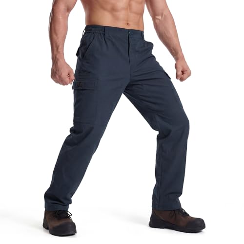 LOOGU Camo Hunting Pants for Men Water-Resistant Quiet & Matte Turkey Hunting Camo Pants for Men with 6 Pockets 36W x 32L Navy