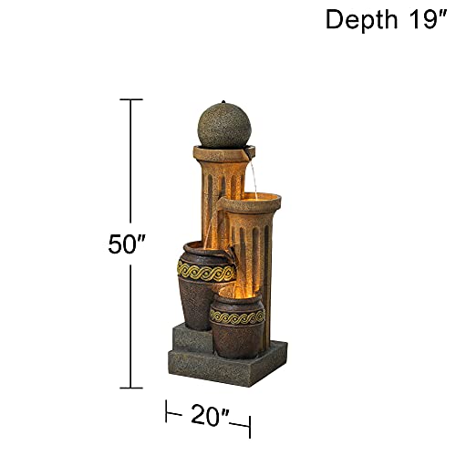 image for Sphere Jugs and Column Rustic Outdoor Floor Water Fountain 50