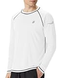 Roadbox Mens Sun Protection Swim Shirt, Long Sleeve UPF 50+ Rash Guard, Quick-Dry Fishing Shirts for Beach Surfing Hiking White