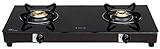 Elica Vetro Glass Top 2 Burner Gas Stove (662 Ct Vetro Blk) - Manual Ignition, Black