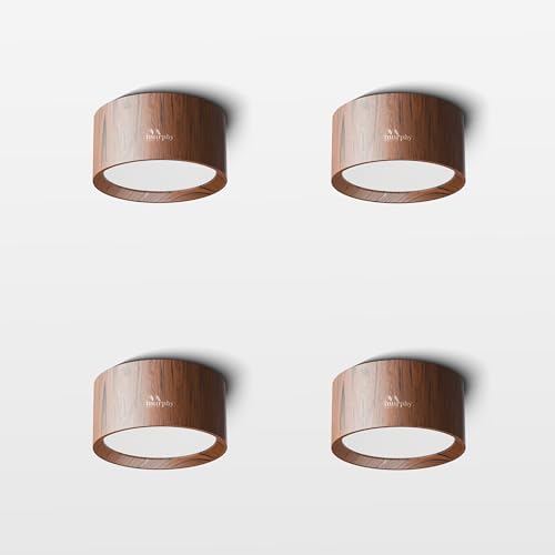 Image of Murphy 3W LED Disc Surface Light Wood Finish | Warm White 3000K | Up to 300 Lumens | Aluminium Body | BIS Approved | 2 Year Warranty | Pack of 4