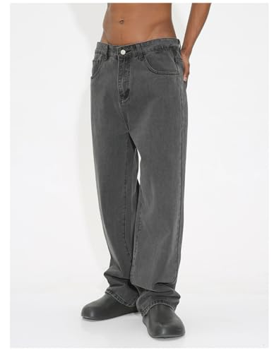 Jeans Pants Trousers Denim Retro Street Trendy Loose Wide Leg Straight Tube Washed Blue Casual Commuter for Men2