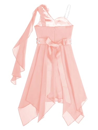 Kids Flower Girls One Shoulder Party Dress Wedding Bridesmaid Pageant Party Asymmetrical Hem Gowns4