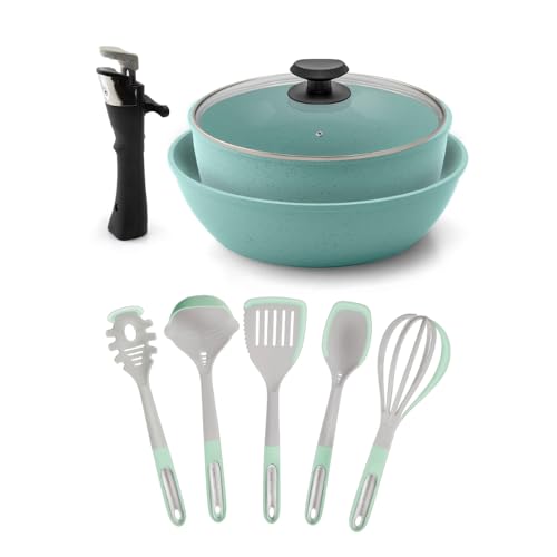 La Mejor Lista de Flavor Stone Vs Jade Cook para comprar hoy. 46 JadeCook Batería de Cocina Jade Smart Antiadherente de 10 piezas con Utensilios, Mango Desmontable Multipropósito con 6 Capas de Recubrimiento Antiadherente 100% libre de...