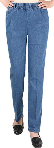 Youhan Women's Casual Pull On Elastic Waist Jeans (Small, Light Blue)