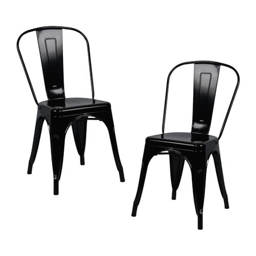 THINIA HOME Pack 2 Sillas Apilables Industriales de Acero 45x45x85cm