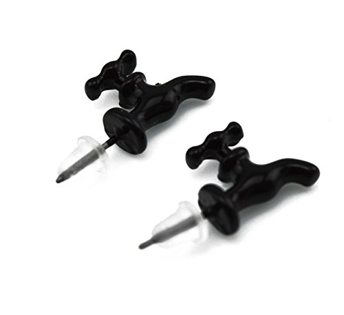 1 Pair Fashion Charm Cute Punk Rock Faucet Stud Earrings Black