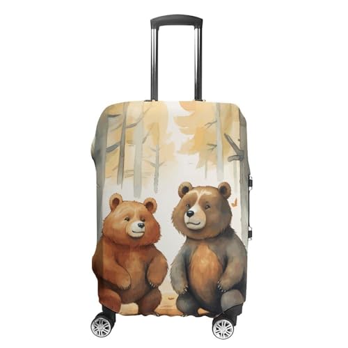 Bear in Woods Luggage Cover Tsa Approved Suitcase Covers for Luggage Elastic Washable Suit Case Covers Anti-Scratch Travel Luggages Sleeve Suitcase Protector Fits 19-30 Inch Case(S)