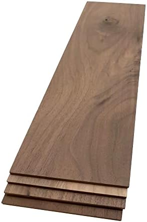 Walnut Hardwood Planks - Walnut Wood for Unfinished Wood Crafts - 1/4โโ (6mm) 100% Pure Hardwood - Laser Engraving Blanks - Hardwood Planks for Crafts (1/4โณ x 4 1/2โณ x 18โณ, 4)