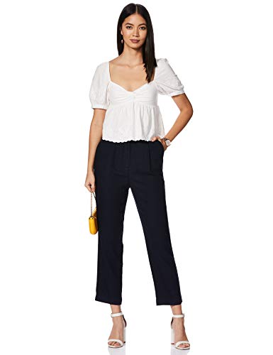 Image of Marks & Spencer Linen Blend Women's Solid High Rise Regular Fit Trouser