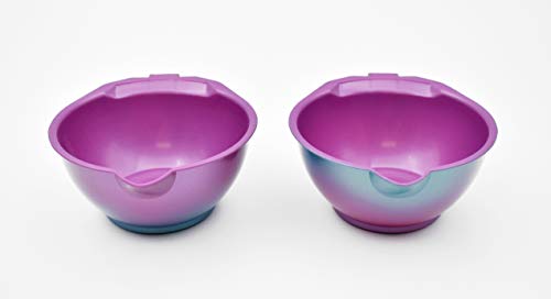 Colortrak Sc Aurora Bowls, Stackable Color Bowls With Non-Slip Rubber Bottom, Easy-Pour Spout Lip, Shimmer Gradient Design, Color Grid With Milliliter Measurements, 2 Bowls #TOP1
