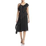 Gewebtes Kleid \ leichtes Charmeuse \ Rüschendetail \ gefüttert