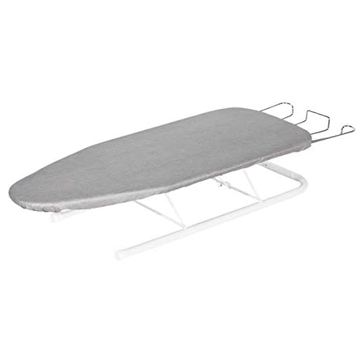 STORAGE MANIAC Tabletop Ironing Board with Iron Rest, All-Iron Frame & Silver Metallic Cover for Faster Ironing