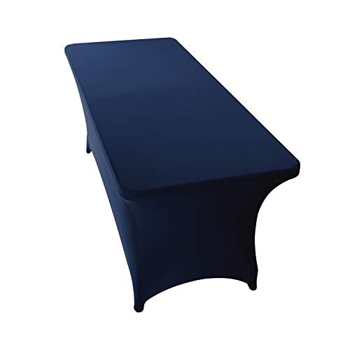 Image of Peomeise 8FT Spandex Table Cover Rectangular Stretch Spandex Tablecloth (Navy,8FT)