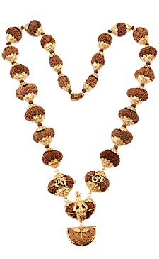 Blustone AA++ Wood Indrani Mala 1 to 21 Mukhi Rudraksha with Gauri Shankar & Ganesh Certified by Lab