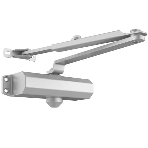 VEVOR Door Closer, Automatic Door Closer Commercial or Residential Use for Door Weights 68 kg, Adjustable Size Hydraulic Buffer Door Closers Heavy Duty Cast Aluminum Body, Easy Install, Silver