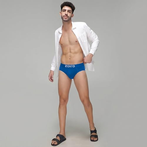 Image of Zoiro Men's Fluid-Fabric Brief | Micro Nylon Waistband | 4-Way Stretch Soft Supple Fit | Skin-Friendly Breathable Innerwear | 90% Cotton 10% Spandex