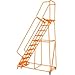 Ballymore Co Inc Perforated 24"W 10 Step Steel Rolling Ladder 14"D Top Step W/Handrails Lock Step Orange -FS103214P-O