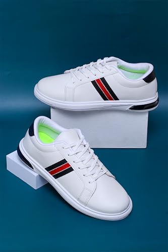 Image of ATHCO mens Milan Sneaker|Memory Foam Comfort|Laceup|Casual Shoes for Men|Soft Trendy Shoes For men|Fashion Sneaker|Genz|Millennials|Alpha|Footwear|Lightweight|EasyCare|Comfortable|Dailyuse|Extrasoft|SlipResistant|Durable|EasyCare|Shoes For Men's & Boy's