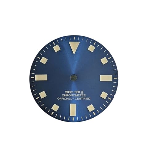 Cadran 28,5 mm bleu rétro mat pour mouvement Seiko NH35 NH36 avec index beige et vert